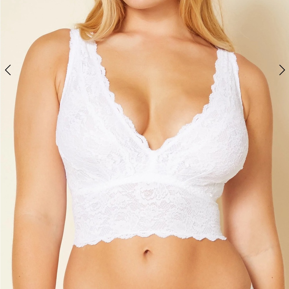 Cosabella small white lace curvy plungie longline bralette